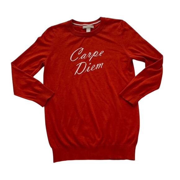 Banana Republic Silk Blend Carpe Diem Crew Long Sleeve Bitter Orange Sweater, M - Picture 4 of 9
